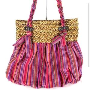 New Poppie jones‎ Vacation Wicker & Fabric Shoulder Bag